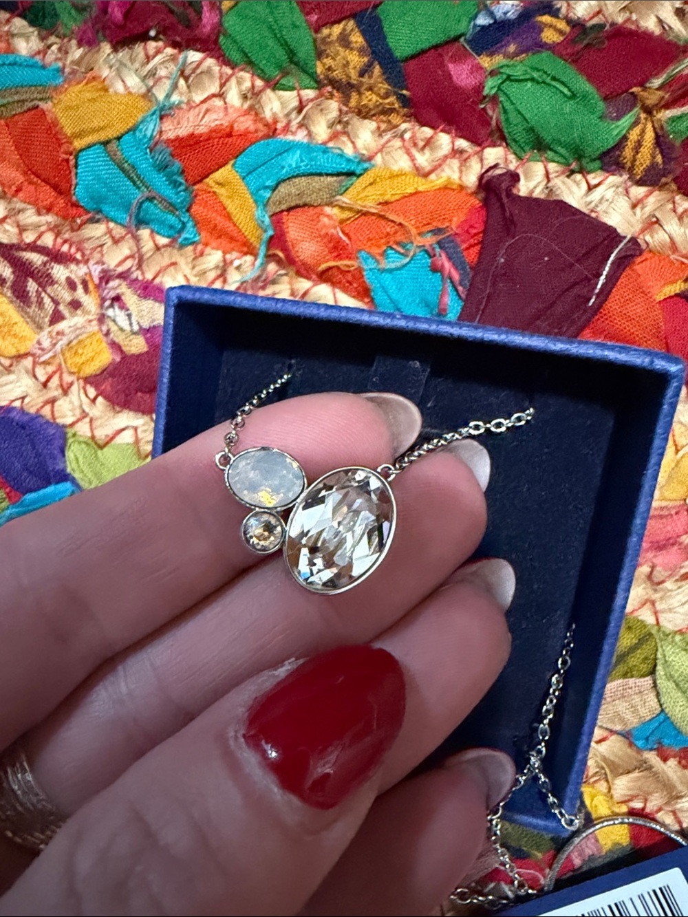 Swarovski Crystal Pendant Necklace in Clear and Opal Tones - Picture 3 of 3